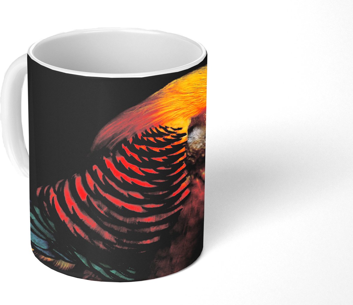 Mok - Koffiemok - Vogel - Veren - Zwart - Portret - Mokken - 350 ML - Beker - Koffiemokken - Theemok