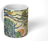 Mok - Koffiemok - Dennenbomen bij zonsondergang - Vincent van Gogh - Mokken - 350 ML - Beker - Koffiemokken - Theemok