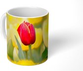 Mok - Rode tulp met gele tulpen - 350 ML - Beker