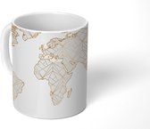 Mok - Wereldkaart - Lijnen - Goud - 350 ML - Beker