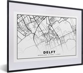 Fotolijst incl. Poster - Kaart - Nederland - Delft - 40x30 cm - Posterlijst
