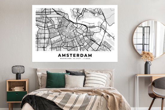 Affiche Carte - Amsterdam - Pays- Nederland - 180x120 cm XXL