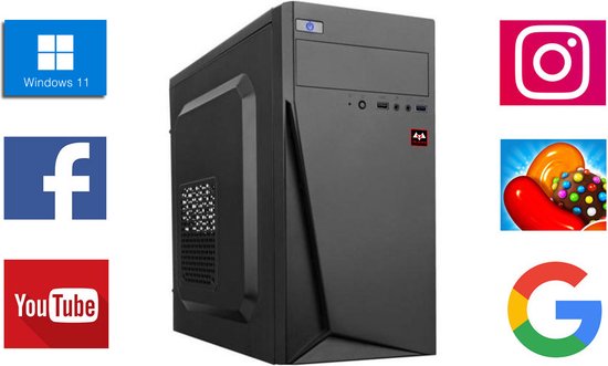 Pcman Budget PC - AMD 3000G - AMD Vega 3 video - 4 GB geheugen - 120 GB SSD - Windows 11 Pro