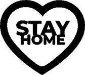 STAY HOME stempel met rood inktkussen
