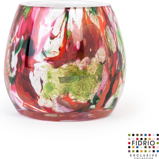 Design vaas Fiore - Fidrio MIXED COLOURS - glas, mondgeblazen bloemenvaas - hoogte 15 cm
