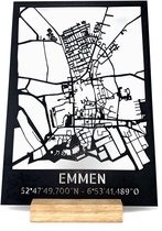 Standing Citymap Emmen Notenhout - 25x35 cm - Stadskaart woondecoratie - Wanddecoratie - WoodWideCities
