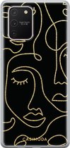 Samsung S10 Lite hoesje siliconen - Abstract faces | Samsung Galaxy S10 Lite case | zwart | TPU backcover transparant