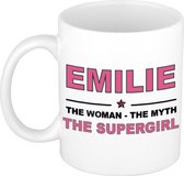 Emilie The woman, The myth the supergirl cadeau koffie mok / thee beker 300 ml