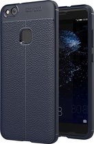 Voor Huawei P10 Lite Litchi Texture TPU beschermende achterkant van de behuizing (navy)