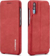 Voor Huawei P20 Hon Ancient Series lederen tas met kaartsleuven en houder en portemonnee (rood)