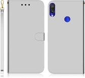 Voor Xiaomi Redmi Note 7S / Note 7 geÃ¯miteerd spiegelend oppervlak Horizontale flip lederen tas met houder & kaartsleuven & portemonnee & lanyard (zilver)