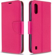 Voor xiaomi redmi k30 litchi textuur pure kleur horizontale flip pu lederen case met houder & kaartsleuven & portemonnee & lanyard (rose rood)