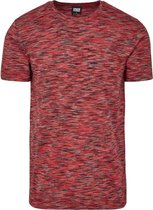 Urban Classics Heren Tshirt -M- Striped Melange Zwart/Rood