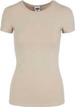 Urban Classics Dames Tshirt -4XL- Lace Shoulder Striped Creme