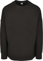 Urban Classics Crewneck sweater/trui -M- Cut On Sleeve Naps Interlock Zwart