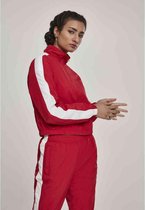 Urban Classics Trainings jacket -L- Short Striped Crinkle Rood/Wit