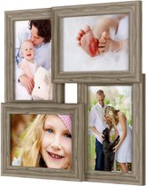Fotolijsten Collage voor 4 Foto's van 10 x 15 cm - Glazen voorkant, wandgemonteerde fotogalerij - Bruin