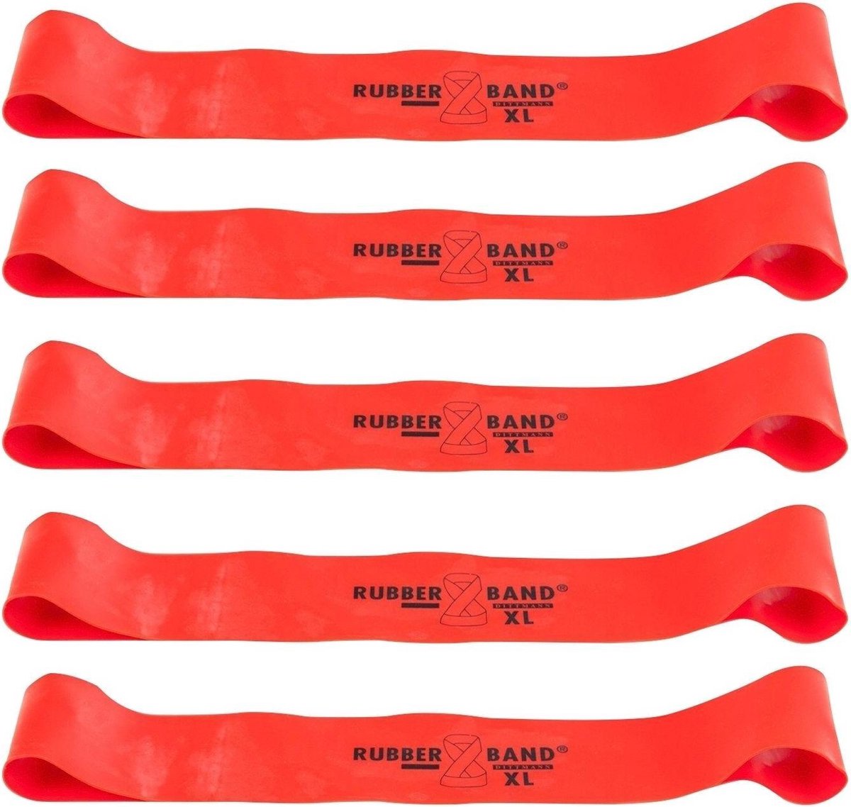 Mini bands Zwaar - Rood - 10 stuks - Dittmann - Fitness elastiek