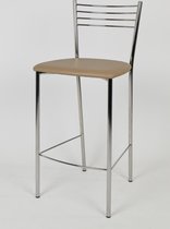 Tommychairs Elena - Eetkamerstoelen - Set van 2 - Chroom & Cappuccino - Kunstleer