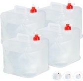 Relaxdays opvouwbare jerrycans - met kraantje - water jerrycan - watertank - 4 stuks - set - 15 Liter