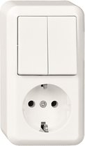 Socket + commutateur série - Opbouw - PG - blanc polaire - Contura - Schneider Electric - 388504