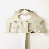 Taartdecoratie versiering| Taarttopper| Vaderdag| Cake topper| Papa| Handjes| Zilver glans|14 cm| karton