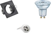 LED Spot Set - OSRAM Parathom PAR16 927 36D - GU10 Fitting - Dimbaar - Inbouw Vierkant - Mat Zwart - 5.5W - Warm Wit 2700K - Kantelbaar 80mm