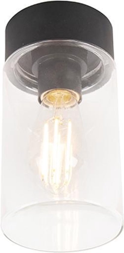 QAZQA jarra - Moderne Plafondlamp voor buiten - 1 lichts - Ø 11.6 cm -  Zwart -... | bol.com