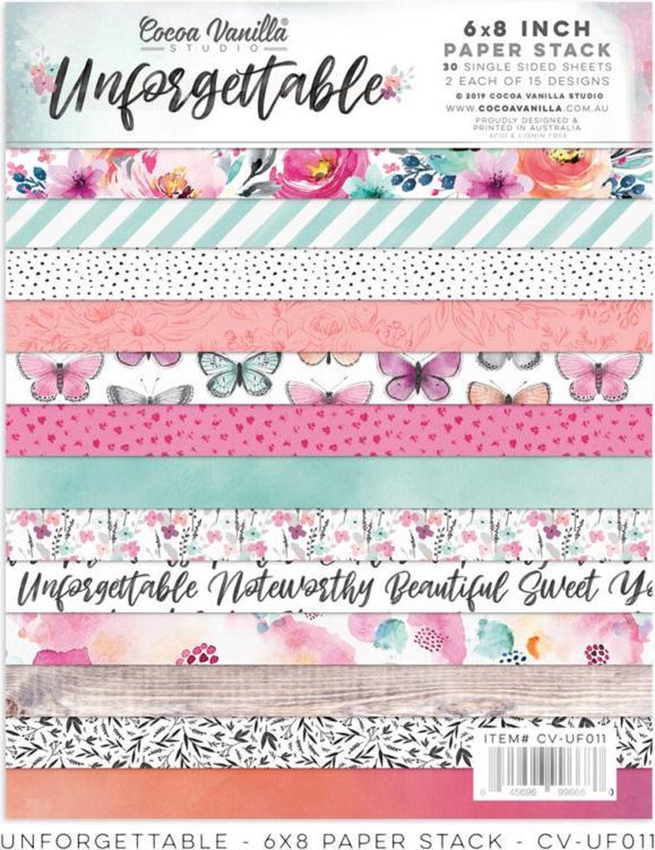 Cocoa Vanilla UNFORGETTABLE - 6x8 Paper STACK (CV-UF011)