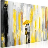 Schilderijen Op Canvas - Schilderij - Umbrella in Love (1 Part) Wide Yellow 90x60 - Artgeist Schilderij