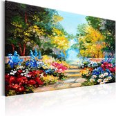 Schilderijen Op Canvas - Schilderij - The Flowers Alley 90x60 - Artgeist Schilderij