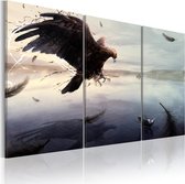 Schilderijen Op Canvas - Schilderij - Eagle above the surface of a lake 120x80 - Artgeist Schilderij