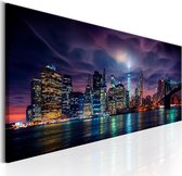 Schilderijen Op Canvas - Schilderij - New York: Dark City 135x45 - Artgeist Schilderij