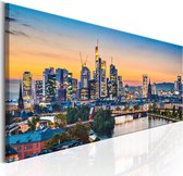 Schilderijen Op Canvas - Schilderij - Evening in Frankfurt 135x45 - Artgeist Schilderij