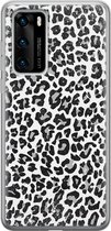 Huawei P40 hoesje siliconen - Luipaard grijs | Huawei P40 case | grijs | TPU backcover transparant