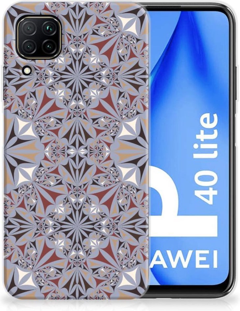 Huawei P40 Lite TPU Siliconen Hoesje Flower Tiles