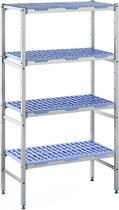 Gastro-Inox lijnrek met 4 schappen 890(b)x400(d)x1750(h)mm