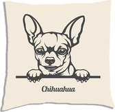 Sierkussen - Chihuahua Met Je Eigen Naam - Wit - 45 Cm X 45 Cm