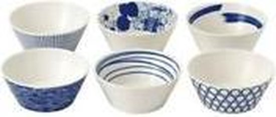 Royal Doulton Pacific - Serveerschaaltjes - Kommen - Porselein - Wit / Blauw - ⌀ 21 cm - 6 Stuks