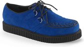 Creeper-602S blue suede low unisex creepers with woven detail - (EU 37 = US 5) - Demonia