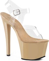 Pleaser Sandaal met enkelband, Paaldans schoenen -44 Shoes- SKY-308 US 13 Creme