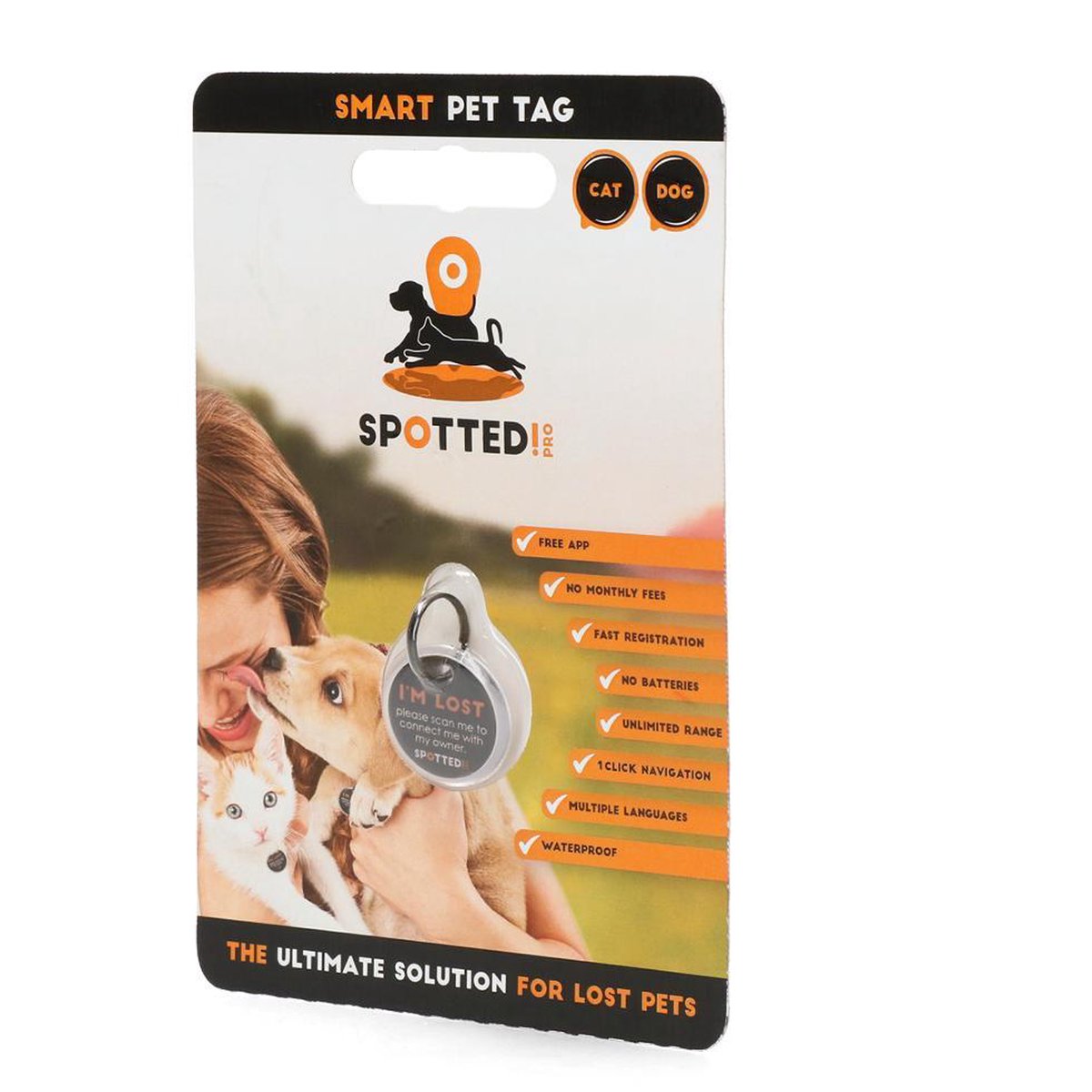 Spotted! Pro Smart Pet Tag – Hondenpenning  en Kattenpenning – QR code – NFC chip – Small - Ø2.4cm - Zilver - Spotted! Pro