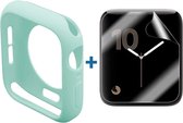 Apple Watch 44MM Hoesje Flexibel TPU met Folie Screenprotector Cyaan