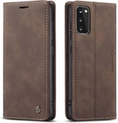 CaseMe - Samsung Galaxy S20 hoesje - Wallet Book Case - Magneetsluiting - Donker Bruin