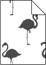 Proefstaal ESTAhome behang flamingo's zwart en wit - 138993 - 26,5 x 21 cm