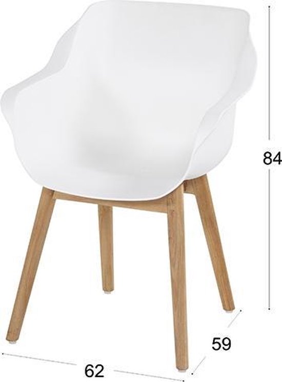 Hartman Sophie armchair tuinstoel met armleuning Wit set van 2 teak onderstel Hartman Sophie armchair tuinstoel met armleuning Wit set van 2 teak onderstel