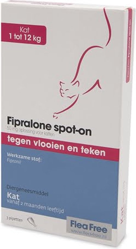 Flea Free Fipralone spot-on kat 1 tot 12 kg - 3 pipet - Flea Free