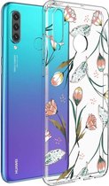 iMoshion Design voor de Huawei P30 Lite hoesje - Bloem - Roze / Groen