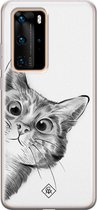 Huawei P40 Pro hoesje siliconen - Peekaboo | Huawei P40 Pro case | groen | TPU backcover transparant