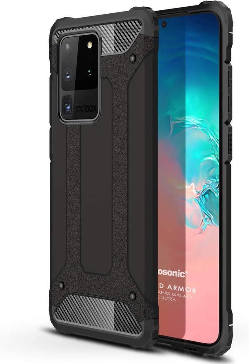 Hoesje Geschikt voor: Samsung Galaxy S20 Plus Armor Hybrid - Zwart